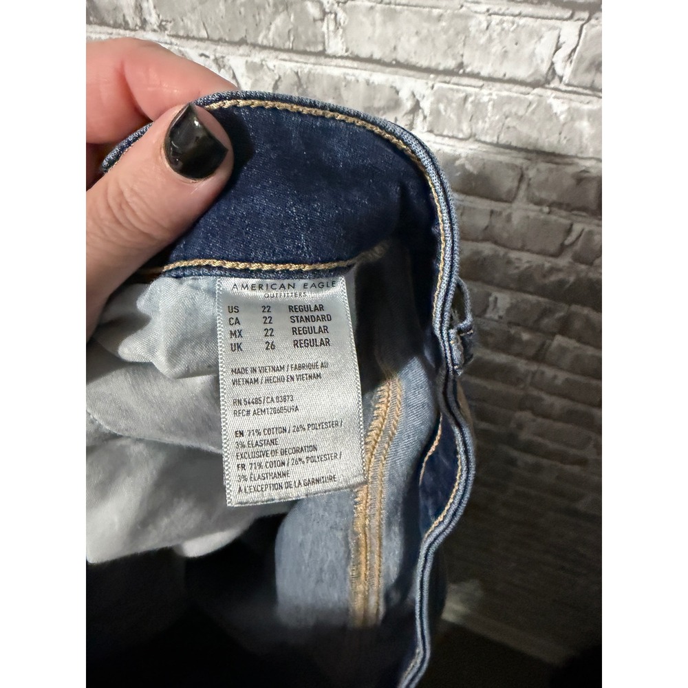 American Eagle Ne(x)t Level Stretch Skinny Jeans Dark Wash Frayed Shark Bite Hem - Picture 5 of 5